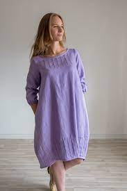 Lavender Balloon Shape Dress From Linen Linen Boutique