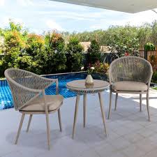 Nuu Garden 3 Piece Aluminum Outdoor Bistro Set With Coffee Cushion Srs001 01 Kf The Home Depot Outdoor Bistro Set Aluminum Patio Furniture Outdoor Dining Chairs