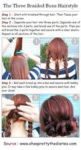 The Three Braided Buns Hairstyle Hair Styles Braided Bun Tutorial Easy Updos For Long Hair