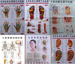 Us 12 9 Free Shipping 10 Pcs Scrapping Healthcare Human Acupuncture Wall Chart Diagram Foot Hand Head Ear Acupuncture Meridian Chart In Massage