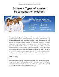 Different Types Of Nursing Documentation Methods By Medical
