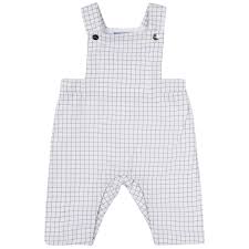 Jacadi Kids Checkered Overalls White In Blue Modesens