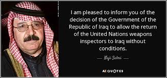 Naji Sabri quote: I am pleased to inform you of the decision of...