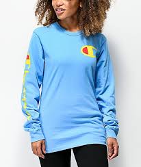Champion Heritage Active Blue Long Sleeve T Shirt Zumiez Long Sleeve Hoodie Fashion Long Sleeve Tshirt