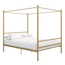 Product titlemainstays metal canopy bed, queen, black. Mainstays Metal Canopy Bed Gold Metal Queen Walmart Com Walmart Com