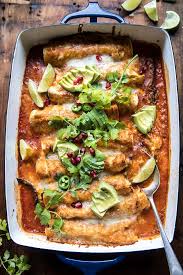 Then we fold the tortillas by hand, cover them with our smooth, creamy poblano sauce and finish with. Spicy Poblano Black Bean And Quinoa Enchiladas Half Baked Harvest