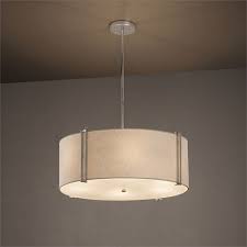 Justice Design Group Textile Reveal Brushed Nickel 24 Inch Six Light Drum Pendant With White Shade Fab 9512 Whte Nckl Bellacor
