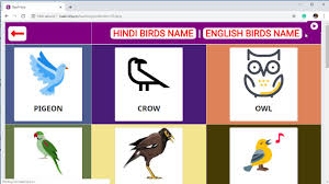 Guys ish post me hum aapko sabhi prakar ke pakshiyo (birds) ke naam hindi aur english me btane wale hai. Baalvidya Kids Learning Website Birds Name In English For Kids With Picture And Animation Facebook