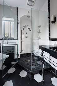 Some of the more popular tile materials include ceramic, quarry, terra cotta, and marble, and they come in a great variety of color schemes, shapes, sizes, and patterns. Art Deco Glamour Master Bathroom Transitional Bathroom Providence By Cypress Design Co Houzz