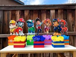 Paw Patrol Centerpieces For Birthday Candy Buffet Or Favors Etsy Paw Patrol Birthday Decorations Paw Patrol Decorations Paw Patrol Theme Party