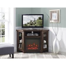 Real flame eliot grand electric fireplace entertainment center antique gray. Corner Fireplace Tv Stand Media Console For Tvs Up To 55 Traditional Brown Walmart Com Walmart Com