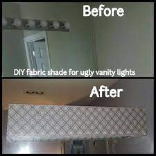 Maybe you would like to learn more about one of these? Diy Fabric Shade For Vanity Lights In Master Bathroom Grey Turquiose Teal White Diy Bathroom Lighting Makeover Bathroom Lighting