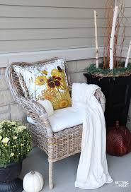 Reversible fall front porch pillows shes kinda crafty. Cozy Rustic Fall Porch Decor Setting For Four