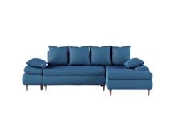 Codes promo, ventes flash, livraison offerte, trouvez le produit de vos rêves à prix réduit ! Canape D Angle Droit Convertible 5 Places En Tissu Bleu Maisons Du Monde
