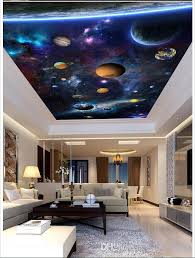 High Quality Custom 3d Ceiling Wallpaper Murals Dazzle Beautiful Space Planet Sitting Room Hal Bedroom False Ceiling Design False Ceiling Design Ceiling Design