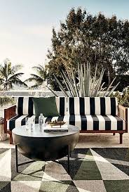 Black and white striped outdoor sofa. Obsessed With This Outdoor Sofa Modern Black And White Striped With Wood Frame Outdoor Furniture Decor Modern Outdoor Furniture Outdoor Furniture