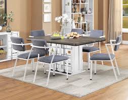 Check spelling or type a new query. Acme 77880 82 7 Pc Cargo Container Antique Walnut Wood White Metal Dining Table Set