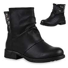 damen stiefeletten zipper biker boots leder optik schnallen knochelhohe stiefel damen schuhe 122267 schwarz knopfe 38 flandell st boots biker boot fashion