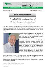 If you have a facebook, posting this picture will get you banned. Death Announcement Ø¥ Ù† Ø§ Ù„Ù„Ù‡ Africa Federation Facebook