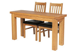 Narrow dining table set uk. Lichfield 140cm Flip Top Extending Oak Table 2 X Chelsea Brown Leather Chairs
