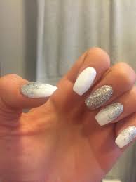 Gel nails or acrylic nails…which is better? 3 6 16 White And Silver Coffin Shape Nails White And Silver Nails Prom Nails Silver Coffin Shape Nails