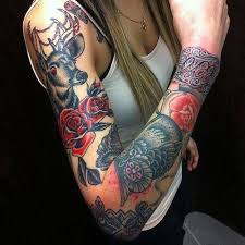 Black And Red Arm Sleeve Tattoos Black Red Arm Tattoo Full Sleeve Tattoo Design Girls With Sleeve Tattoos Full Sleeve Tattoos