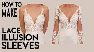It takes lots of time and love and patience, but at the end of the process, you are so attached to the dress you have. How To Make Lace Illusion Sleeves For A Wedding Gown Add Sleeves Sheer Tulle Youtube