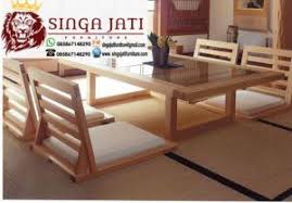 36 model pilihan meja kursi ruang tamu minimalis modern bahan kayu serta kombinasi. Meja Makan Lesehan Minimalis Ala Jepang Dari Kayu Jati Singa Jati Furniture Jepara Meja Makan Meja Kayu Jati