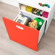 Meuble de rangement pratique enfant : Stuva Fritids Rangement Jouets Sur Roues Blanc Rouge 60x50x64 Cm Ikea