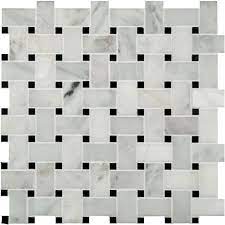 Penny tiles have a retro vibe, but they can be used in ways that minimize the look, such as on a shower floor or as kitchen backsplash tile. Marble Basketweave Mosaic Polished Stone Floor Or Wall Tile At Menards Pisos Casas Novas Casas