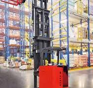 Mc15 Battery Stand-on 3-Ways Electric Vna Truck Pallet Stacker Electric Forklift Truck 3-Way Pallet Stacker Walking Safety Protection Reach Forklift