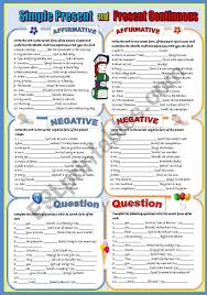 A Revision Of Both Tenses In Two Clear Colums To Help Students Organize Their Id Present Continuous Worksheet English Exercises Simple Present Tense Worksheets