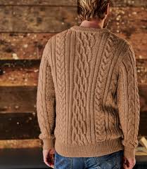 Hommes câble irlandais aran fisherman pull ireland 100% pure laine ras de cou. Fauve Pull Irlandais A Col Rond Homme Pure Laine Woolover Fr