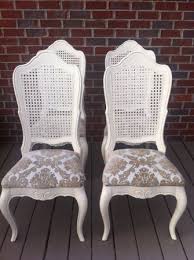 white cane back chairs different fabric
