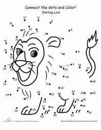 Animals dot to dot puzzles in pdf format. Connect The Dots Lion Worksheet Education Com Connect The Dots Dot To Dot Printables Summer Coloring Pages