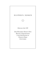 Wilson is committed to achieving level aa conformance with the web content accessibility guidelines (wcag) 2.0 and achieving compliance with other accessibility standards. Recent Acquisitions Richard C Ramer Old Rare Books