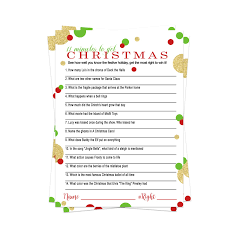 It's like the trivia that plays before the movie starts at the theater, but waaaaaaay longer. Christmas Trivia Game Cards 25 Pack Holiday Party Supplies Guessing Activity Adults Kids Groups Family Friends Coworkers Annual Festive Events Red Green Gold Version 1 Buy Online In