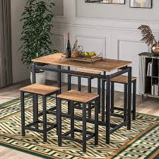 What dining table size do you need? Amazon Com Miyaca 5 Pieces Dining Table Set Modern Simple Dining Table And 4 Chair Wooden Countertops With Metal Frames Perfect For Kitchen Dining Room Brown Table Chair Sets