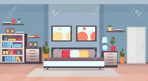 Grab a plant friend from your patio or pick some flowers and place them in a vase on. Modern Home Bedroom Interior Design Contemporary Bed Room Empty Royalty Free Cliparts Vectors And Stock Illustration Image 124747795