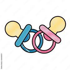 baby shower two pacifier accessories vector illustration drawing Stock  Vector | Adobe Stock