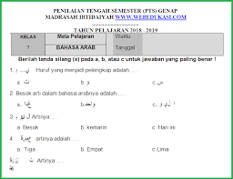 Uas 2 btq kelas 2. Soal Bahasa Arab Kelas 6