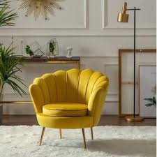 Delmonte 30 91 W Velvet Lounge Chair In 2021 Barrel Chair Furniture Yellow Accent Chairs