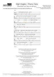 Do you know the chords to high hopes? High Hopes Piano Tabs All Keys Piano Vocals Kodaline Sheet Music For Piano Solo Download And Print In Pdf Or Midi Free Sheet Music For High Hopes By