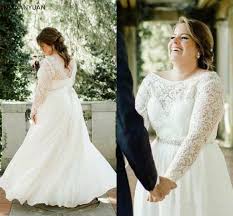 20 gorgeous plus size wedding dresses. 2021 Plus Size Wedding Dress A Line Lace Appliqued Long Sleeves Chiffon Custom Made Sexy Backless Bridal Gown Vestido De Novia Wedding Dresses Aliexpress