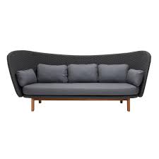 Wales wood outdoor sofa day bed with white cushion. Cane Line Peacock Wing Outdoor Lounge Sofa 3 Seater Ambientedirect
