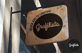 Mockup Banderola De Madera Driveway Sign Coffee Shop Restaurant Bar