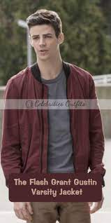 The Flash Barry Allen Grant Gustin Red Varsity Jacket Varsity Jacket Stylish Leather Jacket Jackets