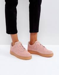Black Air Force 1 Gum Sole Nike Air Force 1 07 Trainers In Particle Pink Suede With Gum Sole Nike Fashion Sneakers Fashion Vintage Sneakers