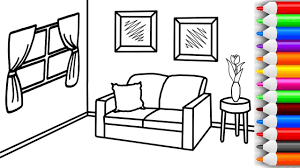 How To Draw And Color Living Room Coloring Pages For Kids Learn Colors W Coloring Pages For Kids Coloring Pages Learning Colors