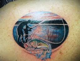 The cross design is as timeless as the sea. Very Sweet Designed And Painted Father And Son Fishing Tattoo On Shoulder Tattooimages Biz